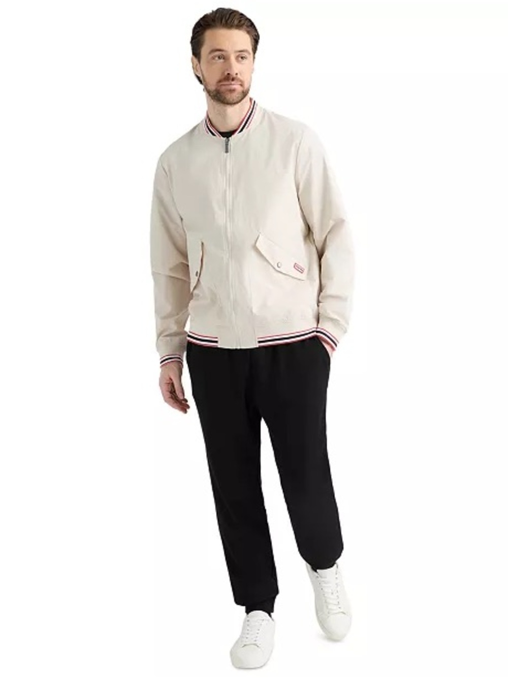 HUNTER Gaston Striped Rib Bomber Jacket Lightweight Back to School Medium NWT - Picture 2 of 11